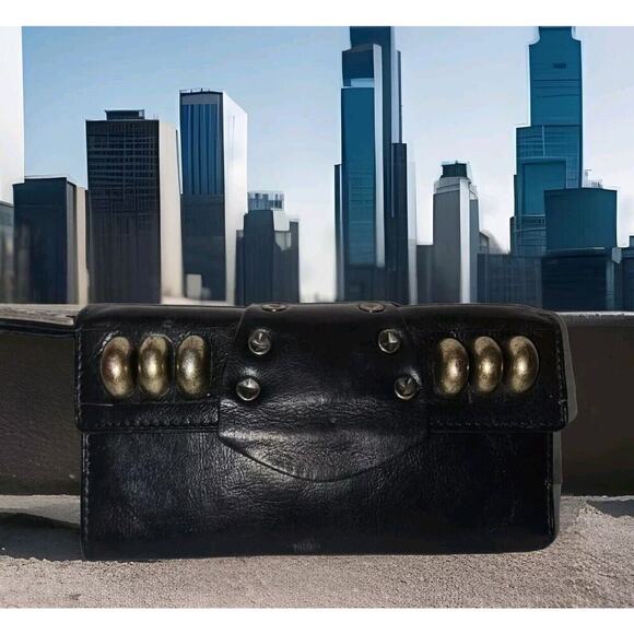 Diesel Handbags - Diesel Black Gold Genuine Leather Wallet Women's Black 8x4
